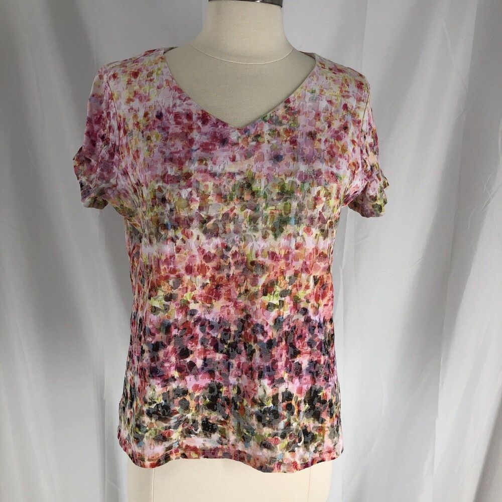 Coldwater Creek Women’s S 8 Watercolor Abstract Burnout T-Shirt Top